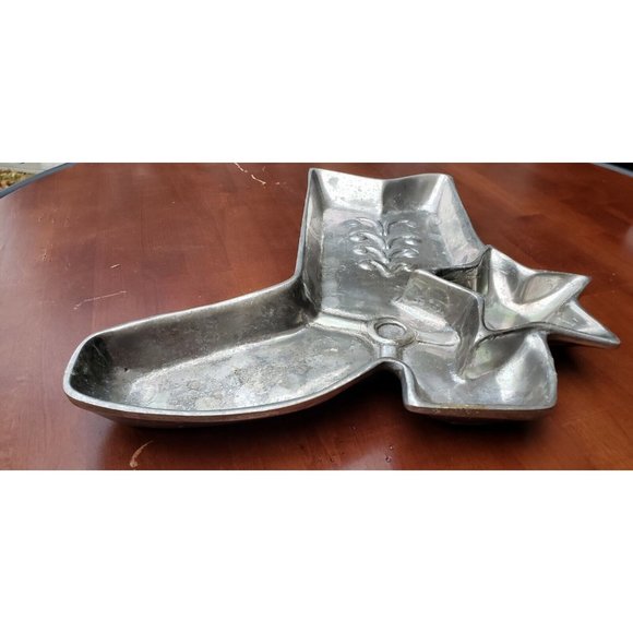 Large HOLLAND BOONE Alloy Pewter Western Cowboy Boot Star Center Piece Bowl - Picture 7 of 9